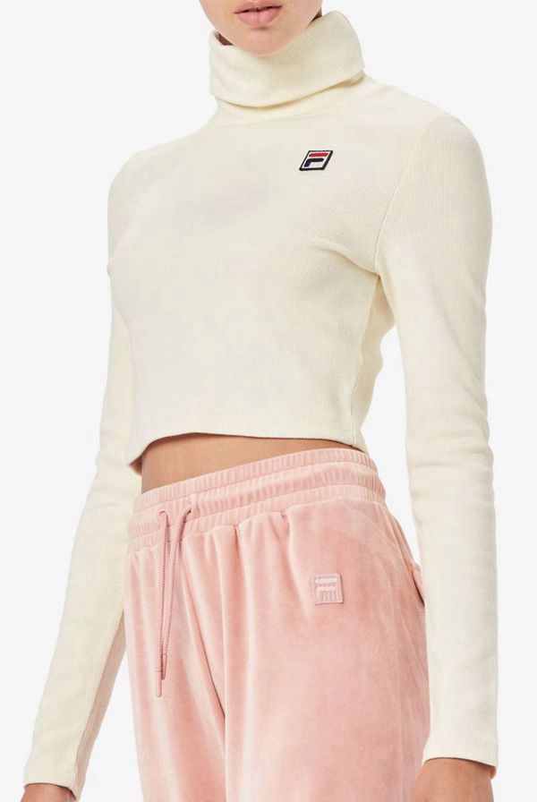 Tops Fila Mulher Branco - Fila Tapi Crop Funnel Neck En Portugal,XGTD-08461